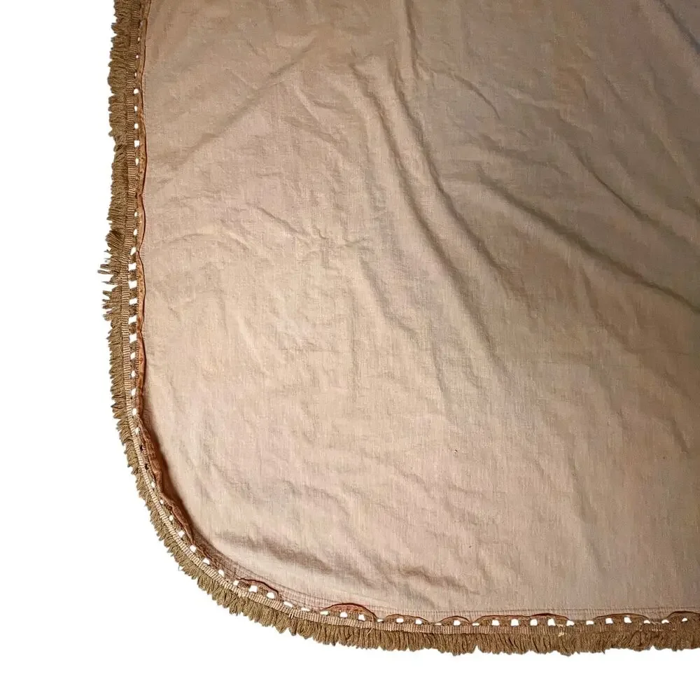 Vintage 1970s Gold Crushed Velvet Bedspread Fringe Full JCPenney Fashion Manor